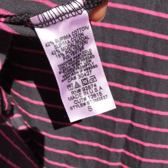 Splendid Pink & Grey Casual Comfortable Oversized Striped Top Size S - Picture 8 of 8